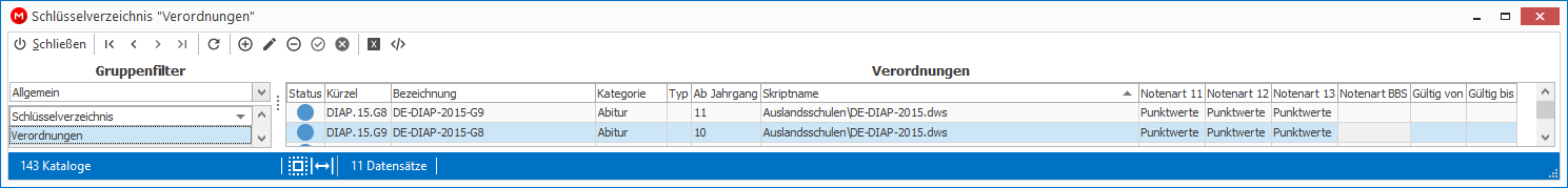 Anlegen der Verordnung für G8 und G9