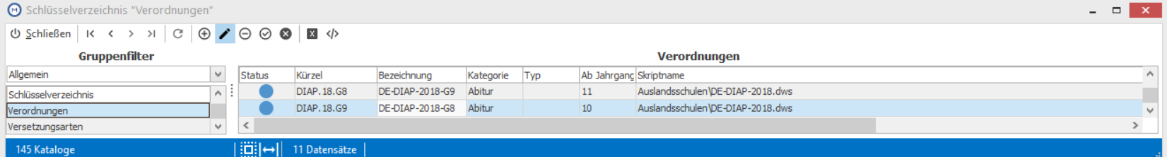 Anlegen der Verordnung für G8 und G9
