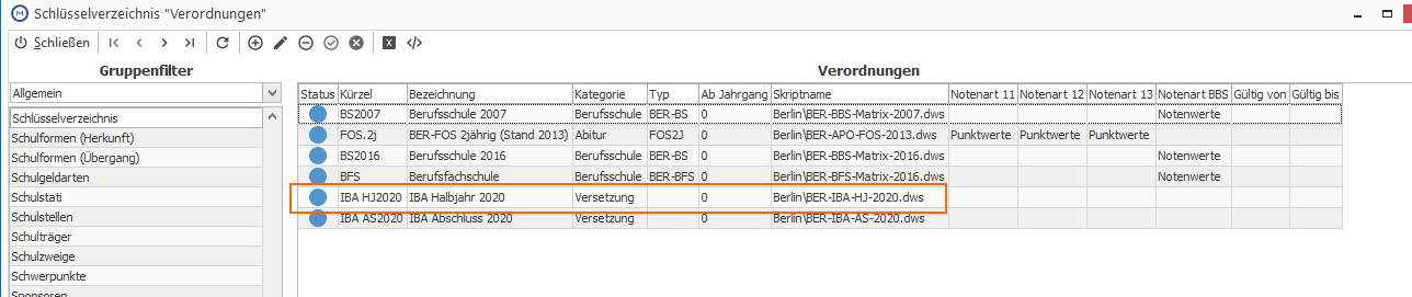 Geben Sie hier die Berechnungsverordnung mit der Kategorie „Versetzung“ ein.