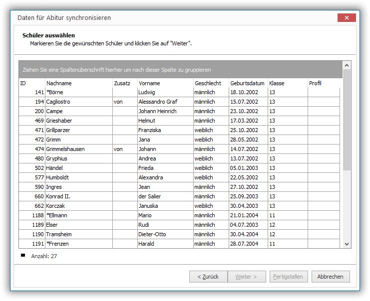 Daten fürs Abitur synchronisieren