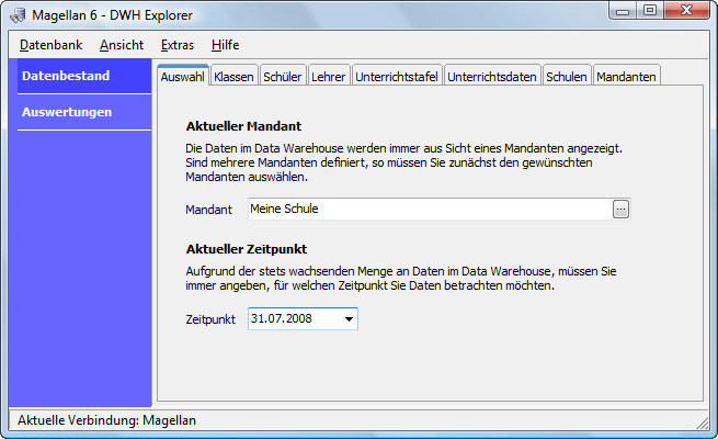  Wählen Sie hier einen Mandanten und einen Zeitpunkt aus.