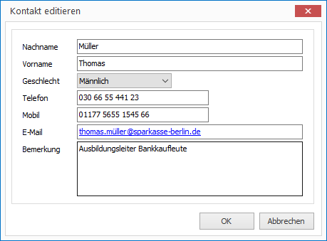 Einen Ausbilderkontakt editieren