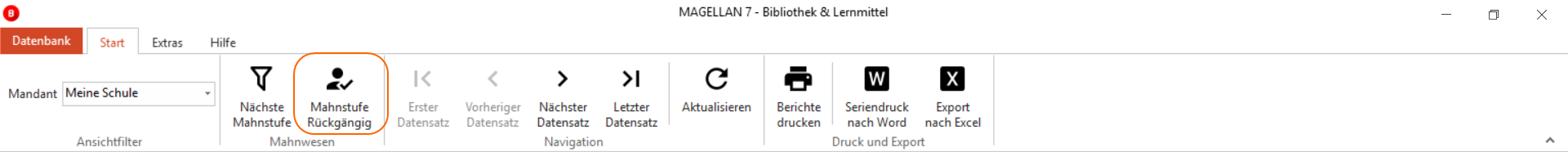 Schaltfläche zum Rückgängigmachen der Mahnstufe
