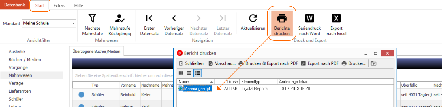 Mahnungen drucken
