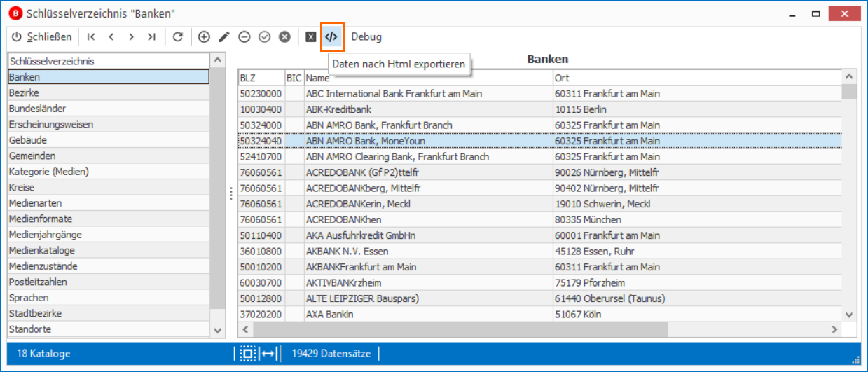 Daten nach HTML exportieren