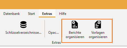 Auswahl Berichte/Vorlagen organisieren