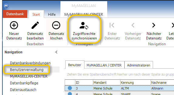 Zugriffsrechte synchronisieren