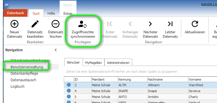 Zugriffsrechte synchronisieren