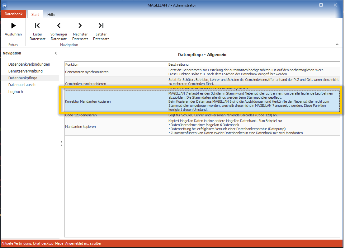 Neue Korrekturmöglichkeit im Magellan Administrator