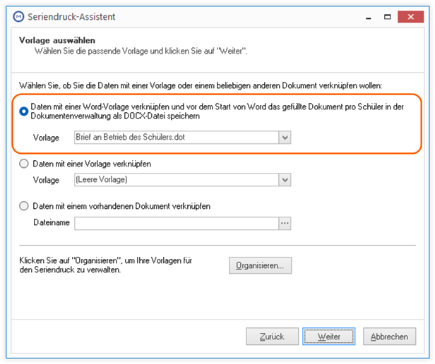 Export als Einzeldokument