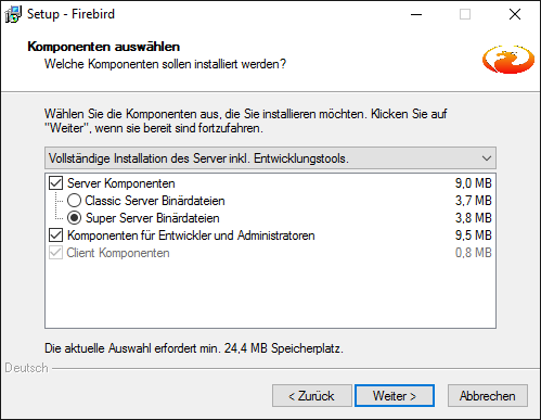 Komponenten auswählen