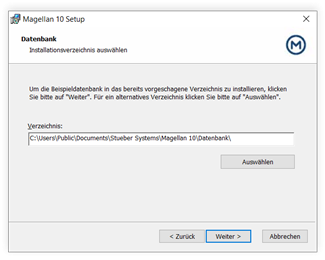 Speicherort für die Datenbank