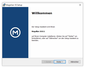 Startdialog der Installation