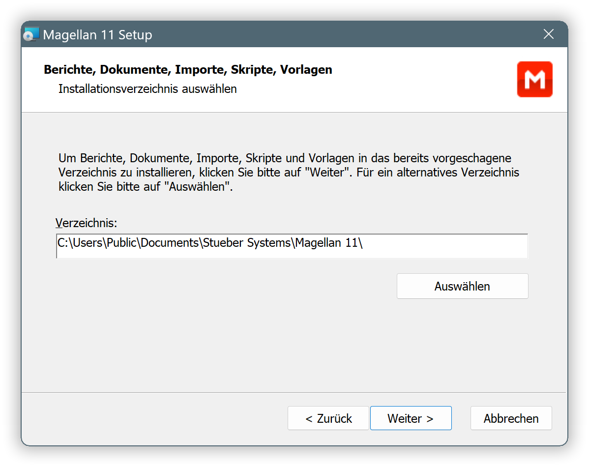 Speicherort für die Datenordner