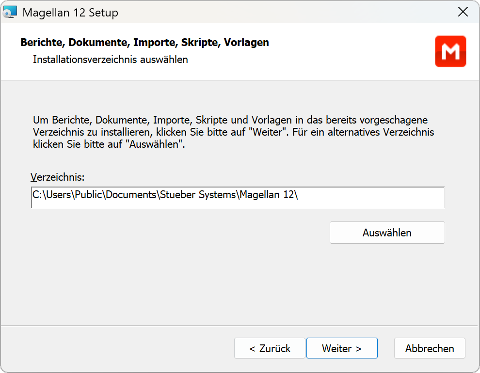 Speicherort für die Datenordner