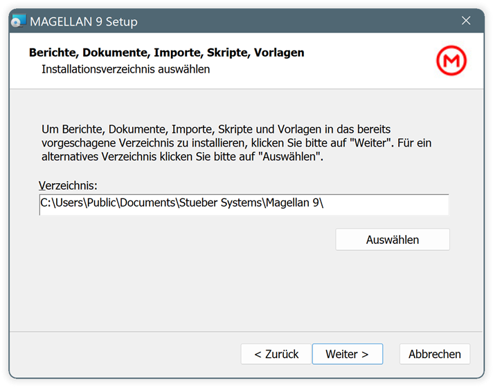 Installationspfad Datenordner