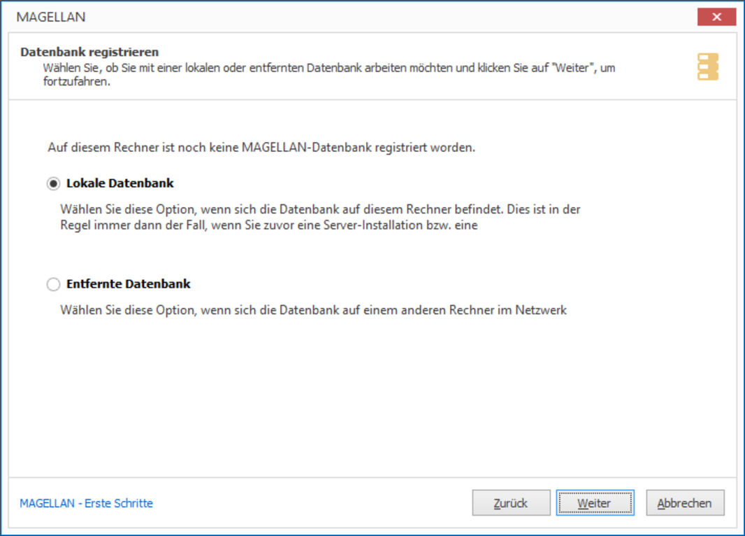 Wahl der Datenbank