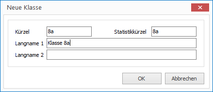 Hier geben Sie eine neue Klasse ein.