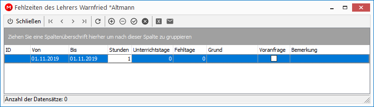 Fehlzeitenfenster der Lehrer