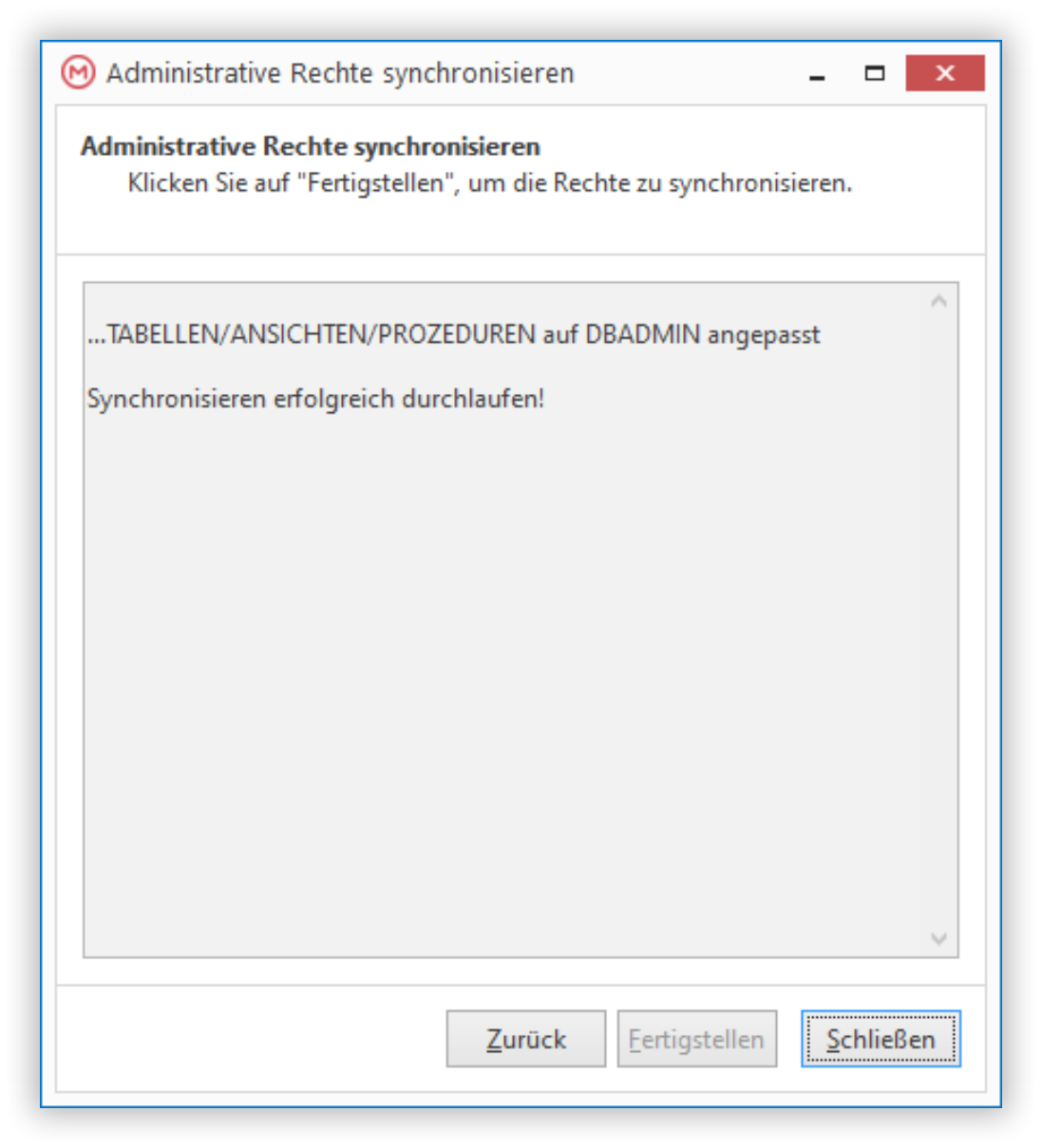Rechte vom sysdba auf den dbadmin übertragen