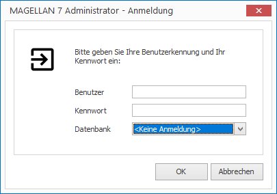 Start des Magellan ADMINISTRATORs ohne Anmeldung