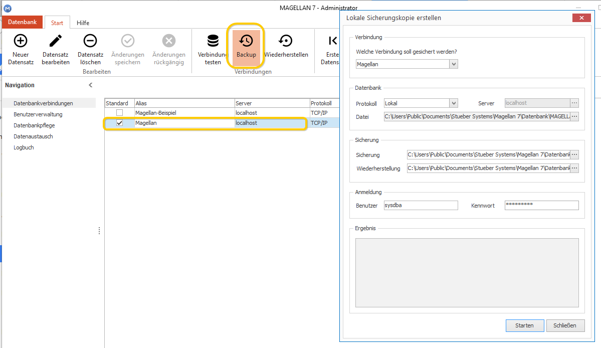 Sicherung einer Datenbank
