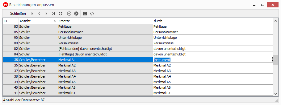 Eine Bezeichnung anpassen