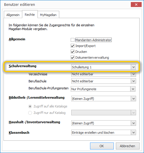 Weisen Sie dem Benutzer ein Recht zu