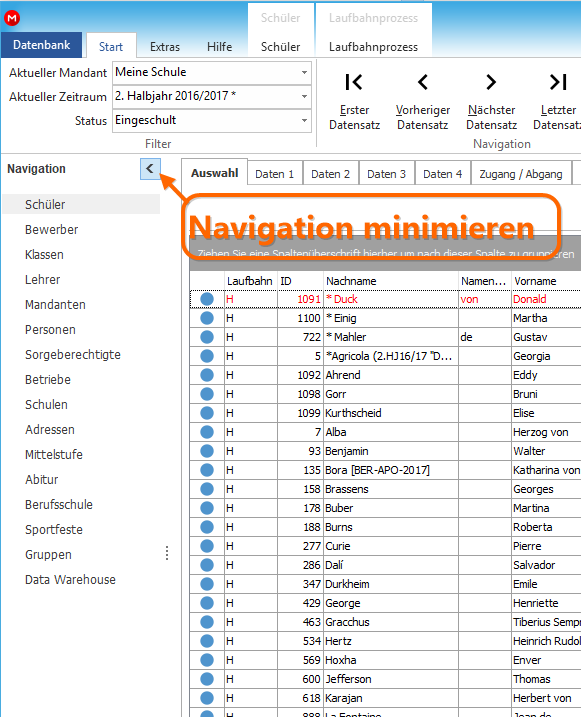 Navigation minimieren