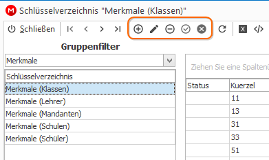 Schaltflächen zum Editieren