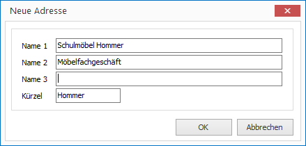 Legen Sie eine neue Adresse an