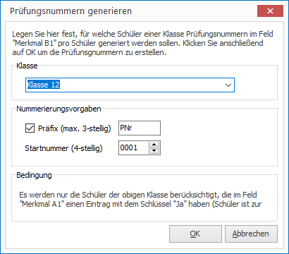 Wählen Sie eine Klasse und vergeben ein Präfix