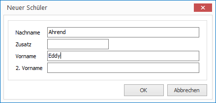 Geben Sie Vor- und Nachname ein und bestätigen Sie mit OK