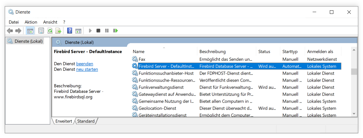 Datenbank wiederherstellen