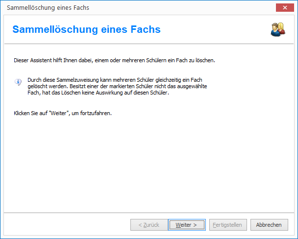 Dialog `Sammellöschung eines Fachs`