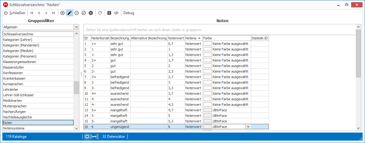  Dialog `Verzeichnis der Noten`