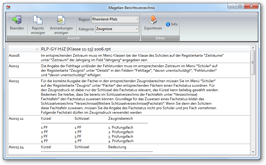 Dies sind die Anmerkungen zum Zeugnis „RLP-GY-HJZ (Klasse 11-13) 2006“.