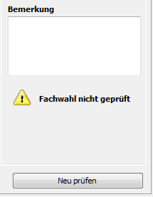 Aktive Schaltfläche „Neu prüfen“ auf der Registerkarte „Fachwahl“ in der Ansicht „Abitur“ nach der Zuweisung der Fachwahlverordnung für den Schüler „Thomas Müller“.