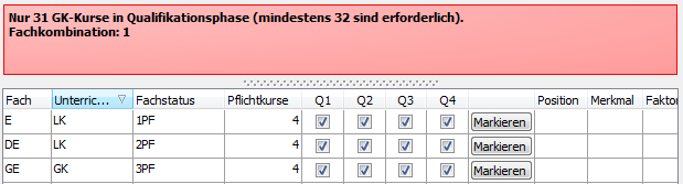 Diese Fachwahl ist noch fehlerhaft