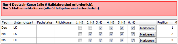 Diese Fachwahl ist noch fehlerhaft