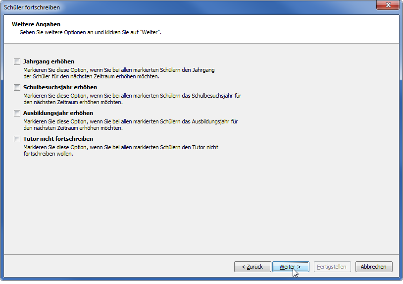 Beim Fortschreiben zwischen den Halbjahren können diese Angaben optional erhöht werden