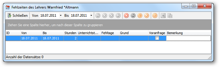 Fehlzeitenfenster der Lehrer