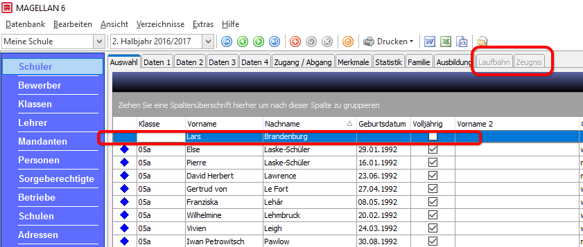Deaktivierte Karten für nicht eingeschulte Schüler