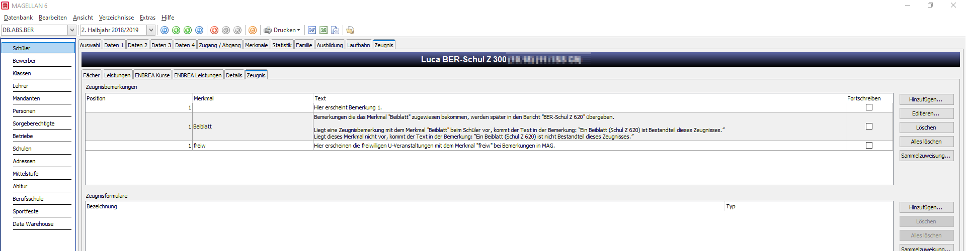Zeugnisbemerkungen