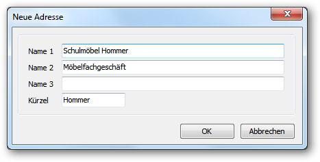 Legen Sie eine neue Adresse an