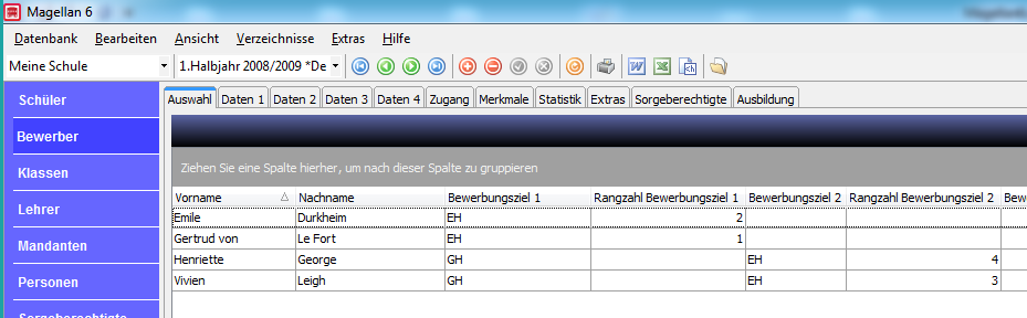 Ranking im Bewerbermenü