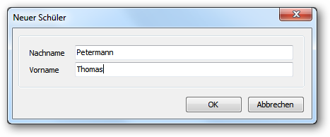 Geben Sie Vor- und Nachname ein und bestätigen Sie mit OK