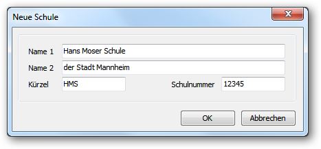 Eine neue Schule anlegen