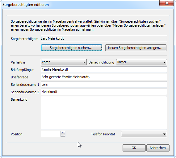 Die Benachrichtigung "immer" erzeugt einen Serienbriefdatensatz