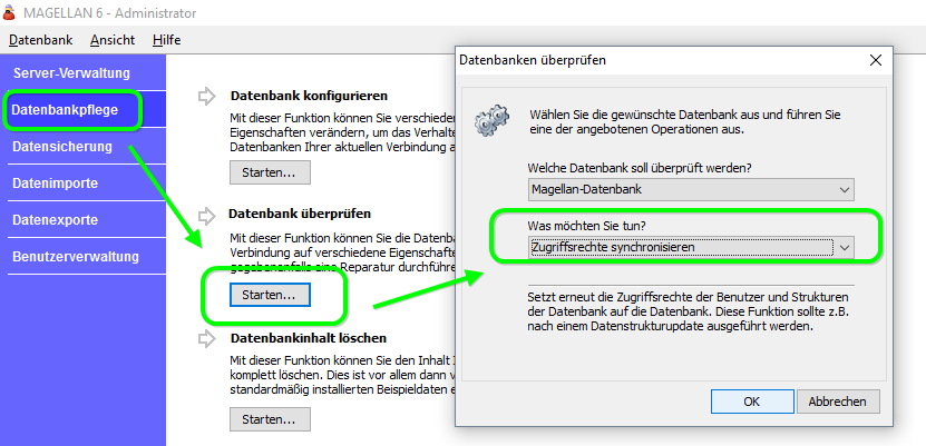 Führen Sie diesen Punkt aus, um für neue Bestandteile der Datenbank die Zugriffsrechte für Ihre Benutzer zu vergeben